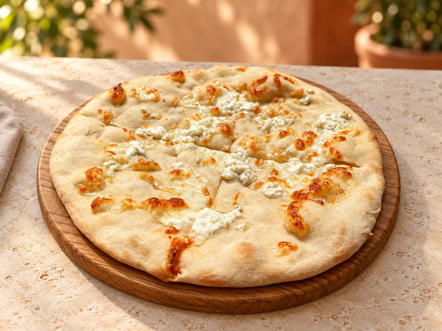 Focaccia bulgara con formaggio bianco in salamoia e mozzarella